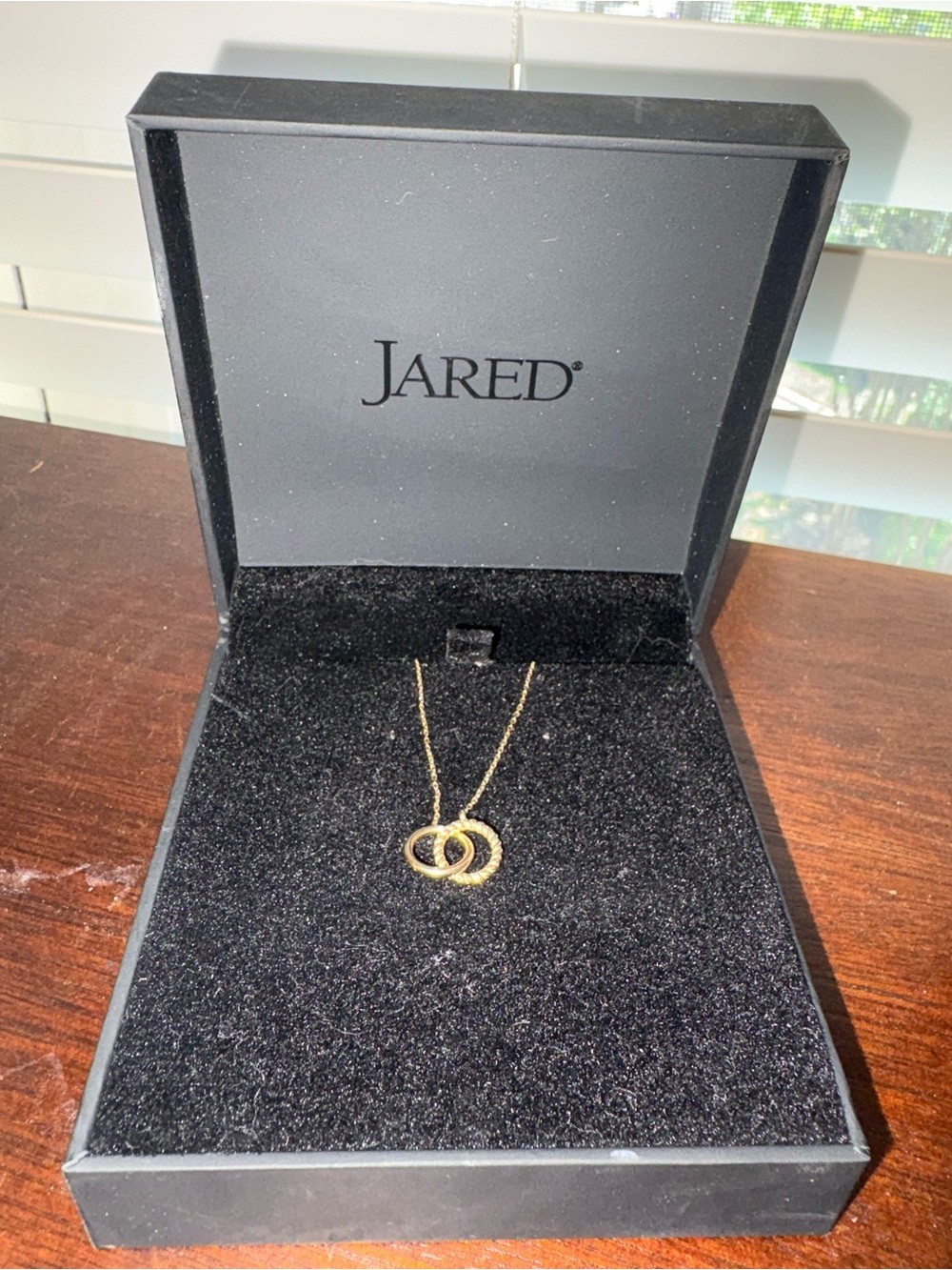 Jared 10k Gold Double Circle Pendant Necklace - original box